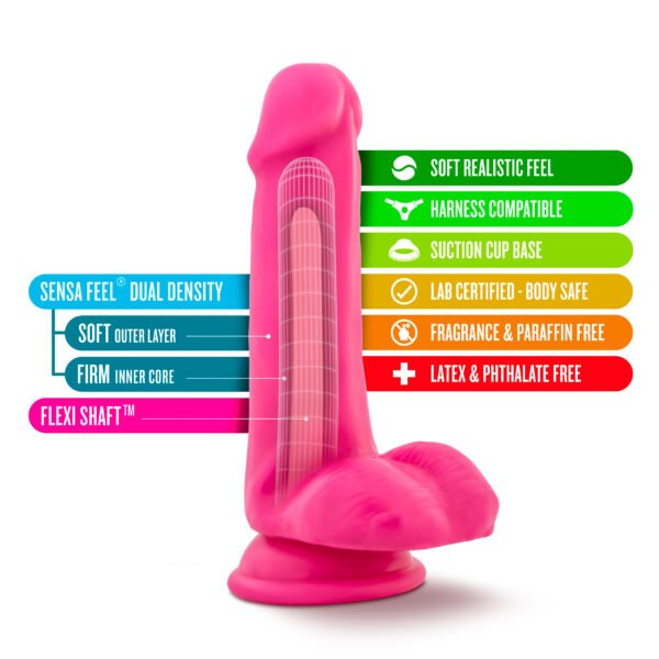 Neo Dual Density Cock With Balls 6in Neon Pink - Image 8