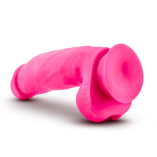 Neo Elite 7in Silicone Dual Density Cock with Balls Neon Pink - Image 5