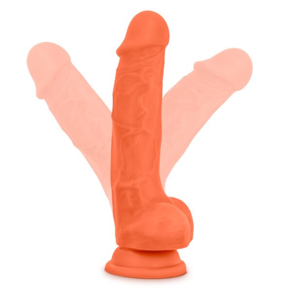 Neo Elite 7.5in Silicone Dual Density Cock with Balls Neon Orange - Image 4