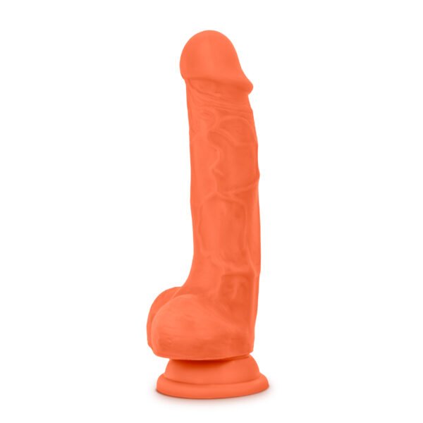 Neo Elite 7.5in Silicone Dual Density Cock with Balls Neon Orange - Image 5