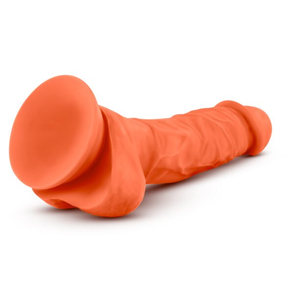 Neo Elite 7.5in Silicone Dual Density Cock with Balls Neon Orange - Image 6