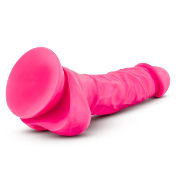 Neo Elite 7.5in Silicone Dual Density Cock with Balls Neon Pink - Image 4