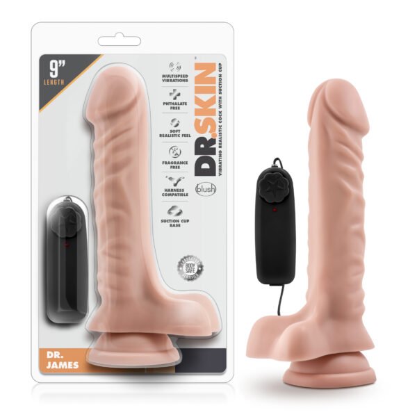 Dr Skin Dr James 9in Vibrating Cock with Suction Cup Vanilla