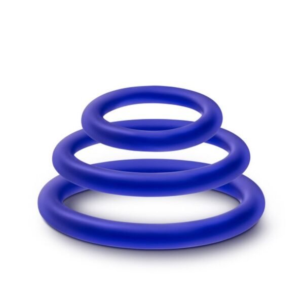 Performance Silicone Cock Ring 3 Pc Set Indigo - Image 2