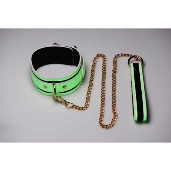 Kink in the Dark Glowing Collar and Lead Fluro Green - Image 3