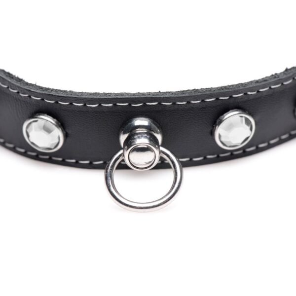 Bling Vixen Leather Choker w Clear Rhinestones - Image 2