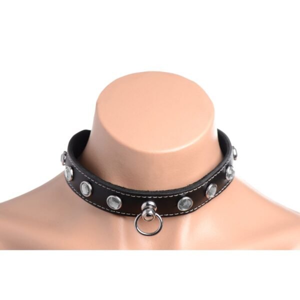 Bling Vixen Leather Choker w Clear Rhinestones - Image 3