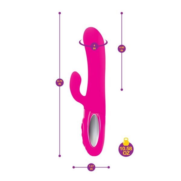 Viben Hypnotic Thrusting Rabbit Vibe w Swinging Clit Stim Hot Pink - Image 3