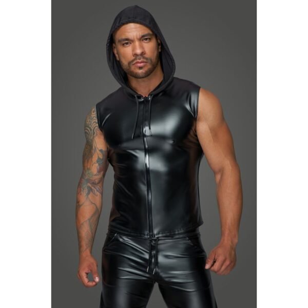 Powerwetlook Sleeveless Hooded Shirt w 2 Way Zipper - Image 2