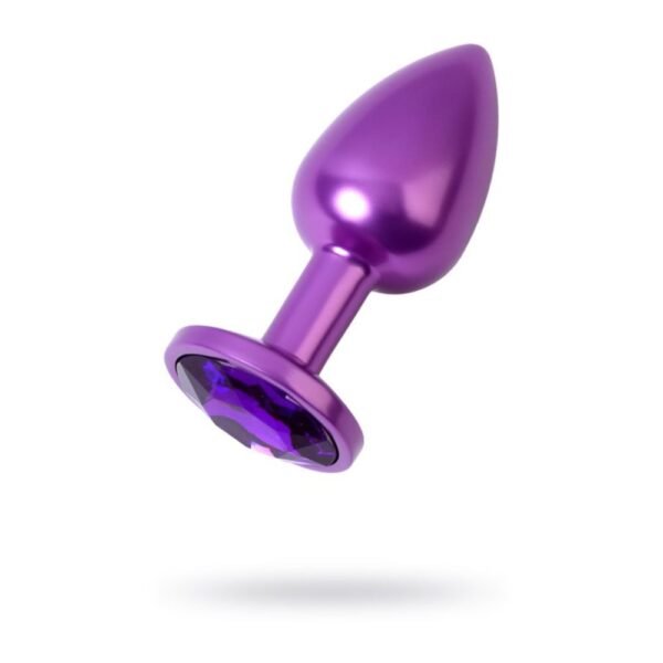 Purple Metal Anal Plug w Purple Crystal Small - Image 2